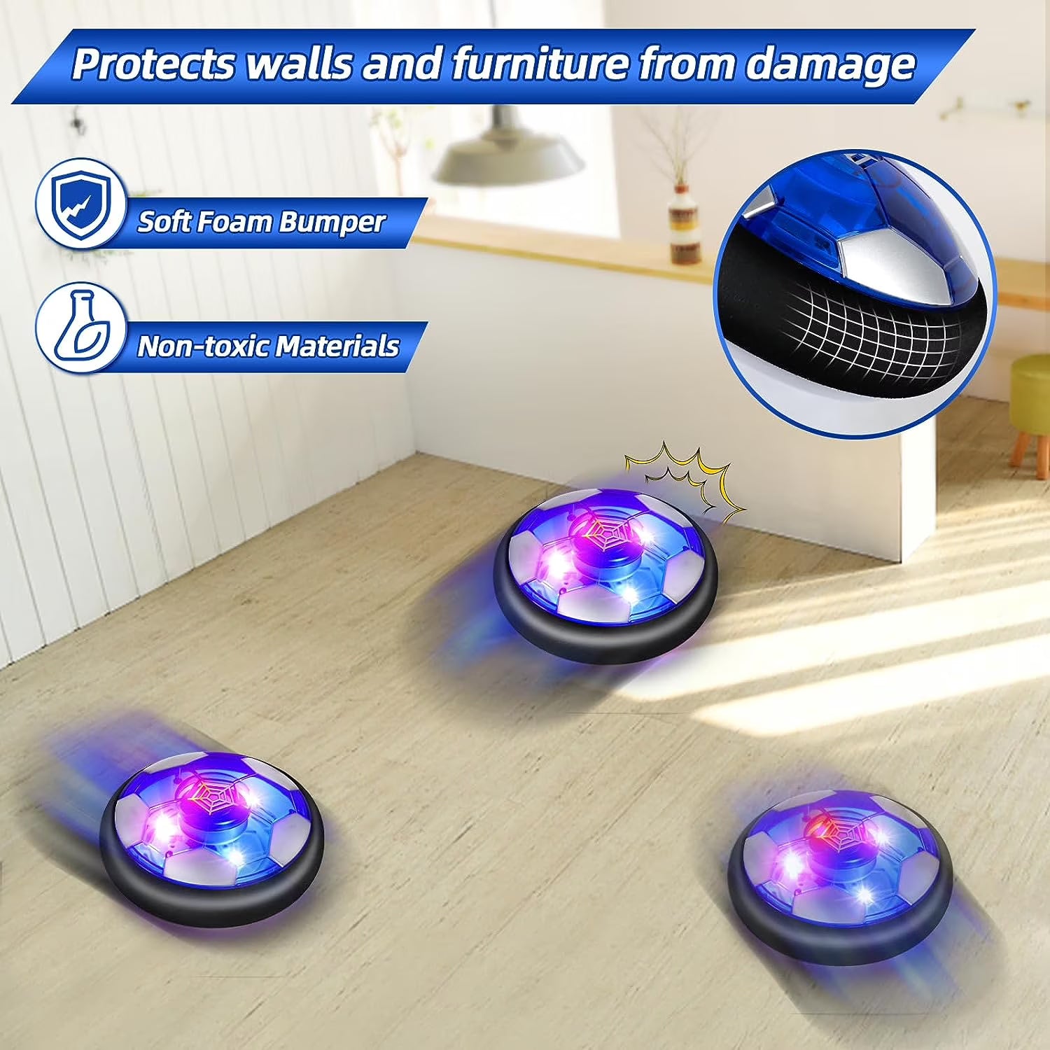 Jaawind 3 in 1 Hover Soccer Ball Hockey Bowling Toys Set for Kids Indoor/Outdoor Sports Games Toys for 3 4 5 6 7 8 Years Old Boys Girls Birthday Gifts