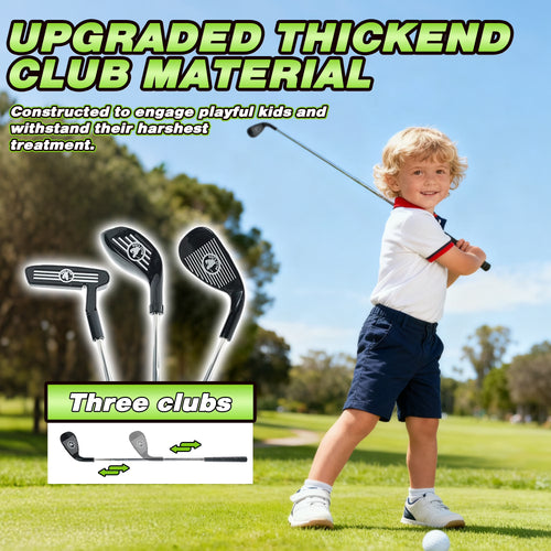 JUGAAD LIFE Toddler Golf Set Kids Toy Golf Clubs Set with Dinosaur Automatic Ball Returner 3 Clubs & Putting Mat Golf Game Indoor Outdoor Sport Toys Gift for Boys Girls 3 4 5 6+ Years Old - Green