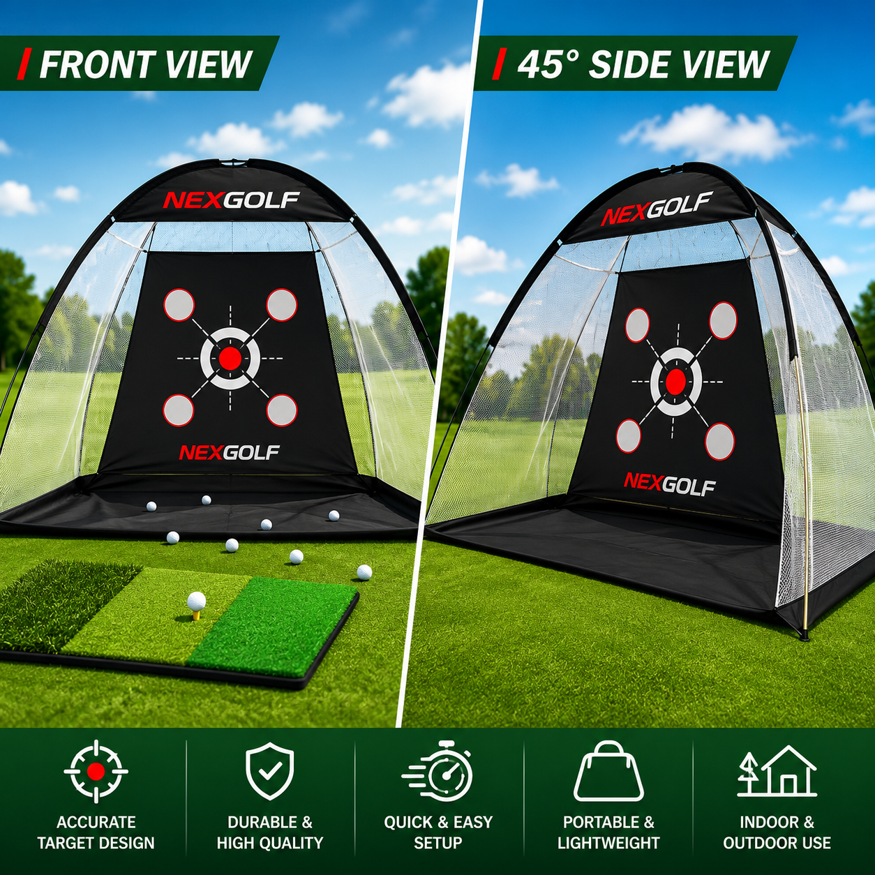 Nex Golf Heavy Duty Golf Net for Real Golf Balls – Backyard Practice Net
