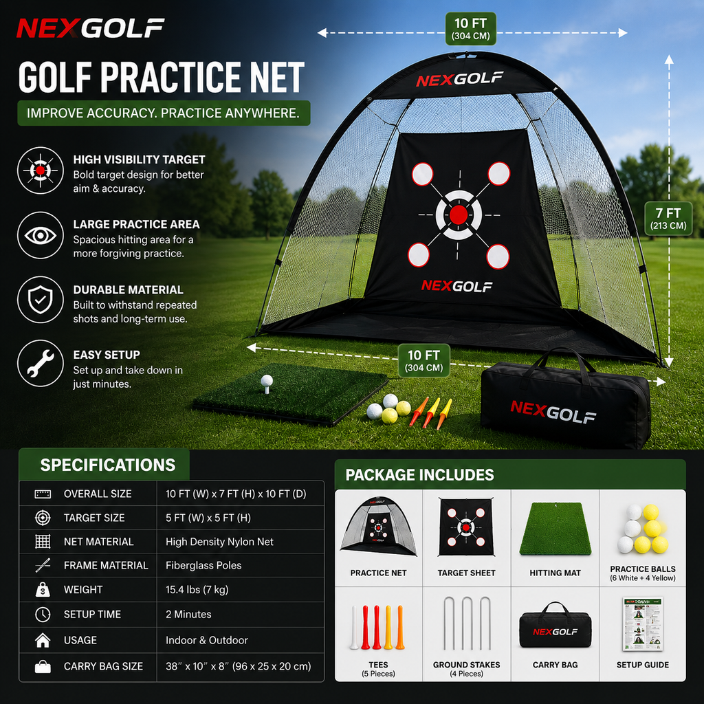 Nex Golf Heavy Duty Golf Net for Real Golf Balls – Backyard Practice Net